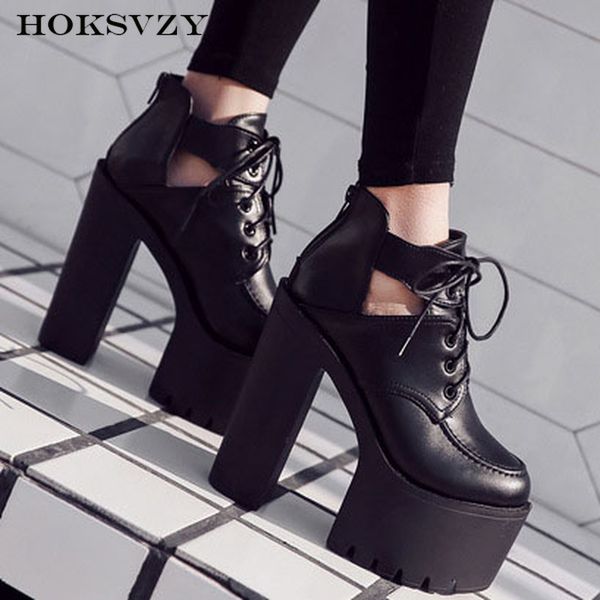 

hoksvzy 2020 spring classic hate sky high thick bottom with waterproof platform high-heeled nightclub high-heeled shoes jxq, Black