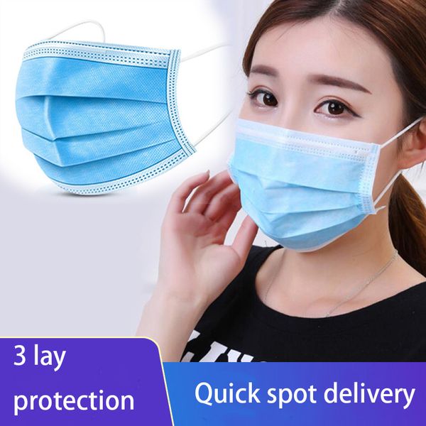 

в наличии!одноразовые маски для лица с эластичной ушной петлей 3 слойные дышащие и удобные для блокировки пыли пакет защиты от загрязнения в