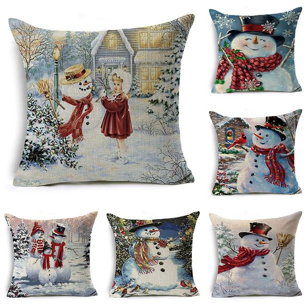 

cushion covers simple home throw pillows covers santa snowman rustic pillow case cover christmas decoration 45*45cm