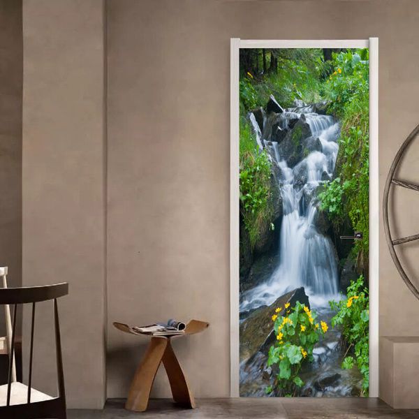 

вода водопад декорация 3d дверь зависание может смещаться стикеров спальня спальня гостиной diy восстановленное обои mt045