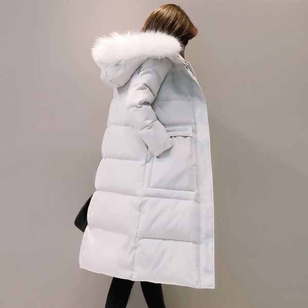 

plus size 3xl maxi long women outwear coat duck down luxury fur female down jacket solid warm women winter coat waterproof g164, Black