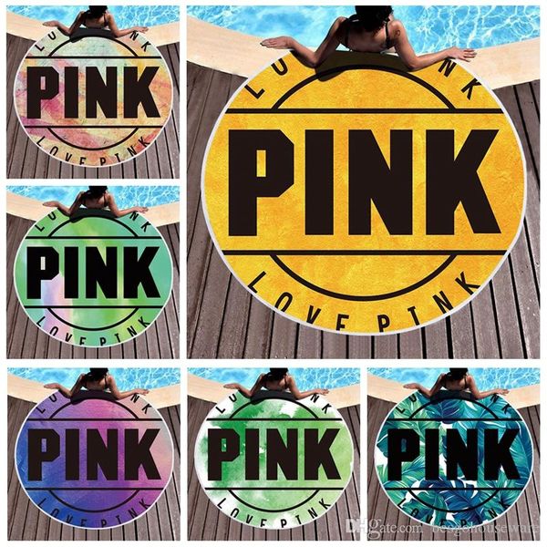 

round print beach towel 9 style fringed edge sports towels sunshade shawl picnic blanket yoga mat towel polyester bathing towels bh2132 tqq