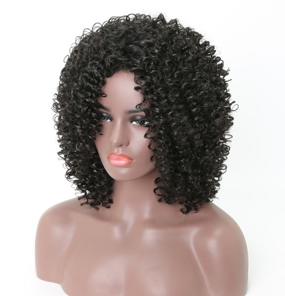 

natural black пушистый blonde жаропрочных синтетические парики волос curly в наличии