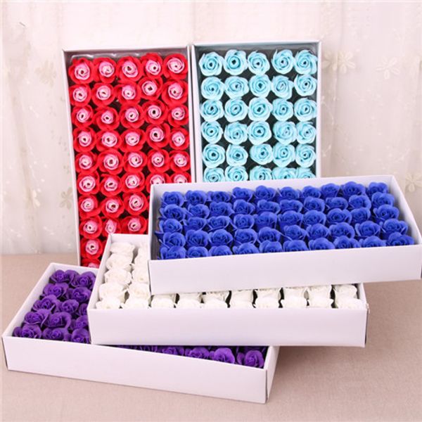 

14 colors 3layer 4cm soap flower artificial roses high grade 50pcs box-packed romantic valentine's day gift wedding flowers ship