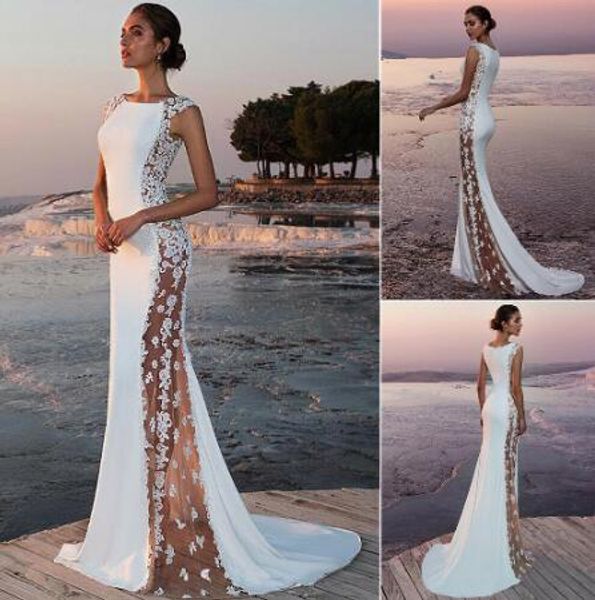 Abito da sera elegante Abito da ballo lungo bianco Abito da fasciatura con applicazioni di pizzo sexy Abito da cerimonia formale da donna a sirena su misura