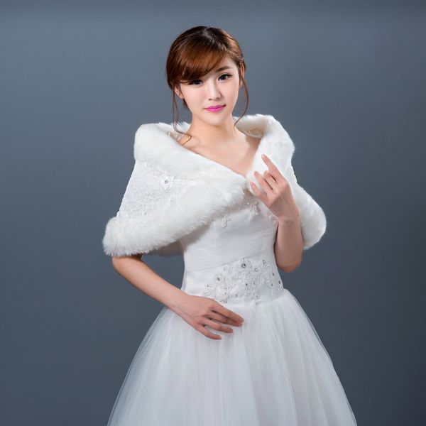 

оптовая зима горячие свадебное платье продажа обертывания новый bridal пушистый обертывания lady платок с beaed цветок, White
