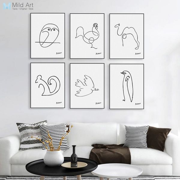 

к.т. печать плаката Современный абстрактный рисунок животных Сова Лошадь Poster Print N