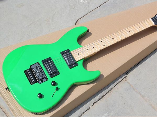 

бесплатная доставка завод пользовательские зеленый body электрогитара с 2 hh пикапами, черными оборудованиями, предлагает индивидуальные, ка