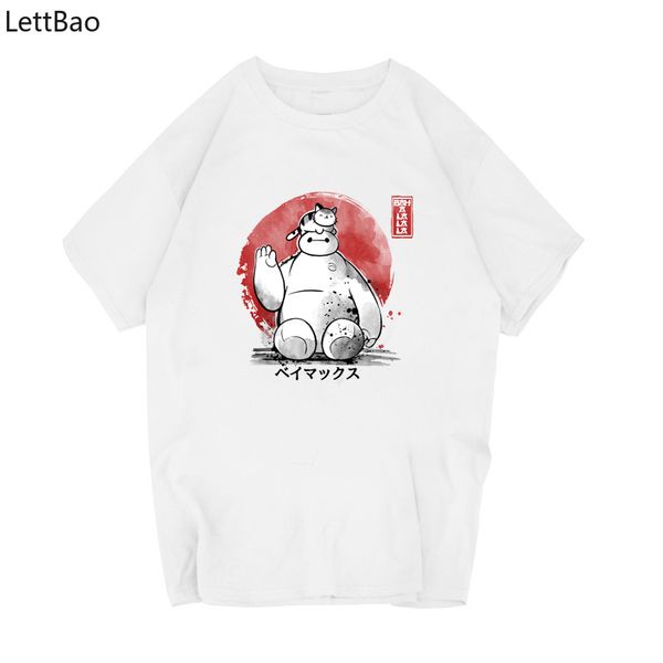 

graphic tees my big hero t shirt men's cartoon funny t-shirts summer white short sleeve streetwear clothing anime magliette uomo, White;black