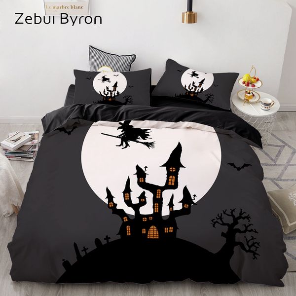 

3d cartoon bedding set for kids/children/baby/boys,duvet cover set custom,quilt/blanket cover halloween dark castle witch