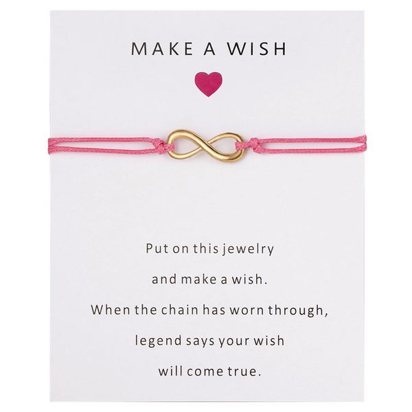 

new adjustable lucky number 8 bracelets romantic handmade wax rope wish charm jewelry gift ing, Golden;silver
