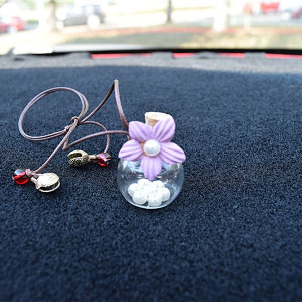 

car pendant glass perfume empty hanging bottle with flower auto interior decoration
