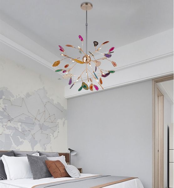 

creative colorful agate firefly chandelier g4 luminaria led chandelier lustre chandelier lighting lamparas for dining room