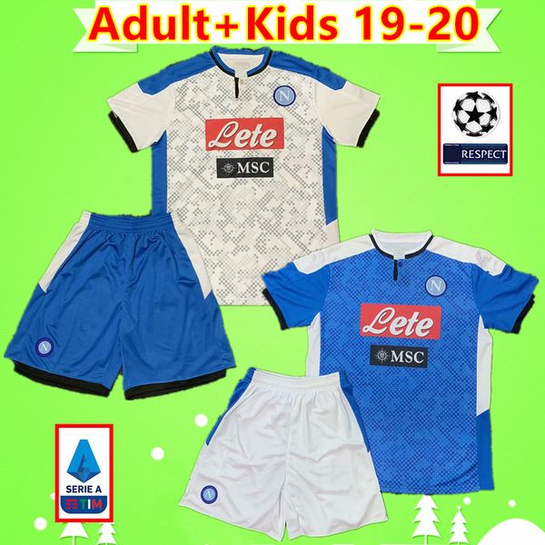 

kids kit 2019 2020 naples soccer jerseys napoli mens suit football shirts 19 20 boys sets maglia da calcio milik koulibaly mertens, Black;yellow