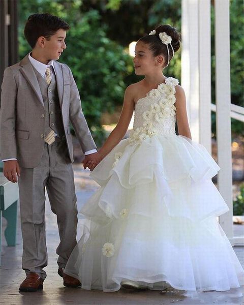 

2019 pageant dresses for little girls kids princess gown vestido de daminha infantil one shoulder flower girl dresses ball gown, White;red