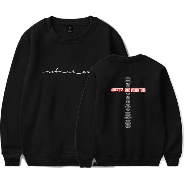 

w2 kpop got7 team wang same hoodie sweatshirt autumn winter long sleeve hoodies sweatshirts casual streetwear jacket coat, Black