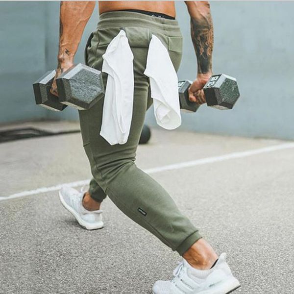 

mens casual pants fitness men sportswear tracksuit bottoms skinny sweatpants trousers black gyms track pants