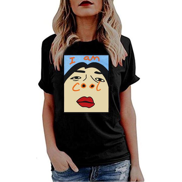 

harajuku i am cool funny letter print t shirt women korean creative female t shirt fashion spoof black tee, White
