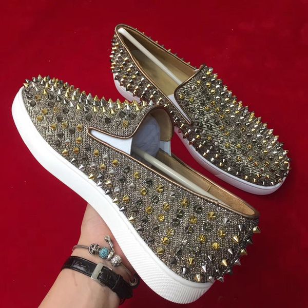 

designer style rhinestones red bottom shoes mens slip on loafers shoes women,men walking shoes,oxford walking casual flats shoes t01, Black