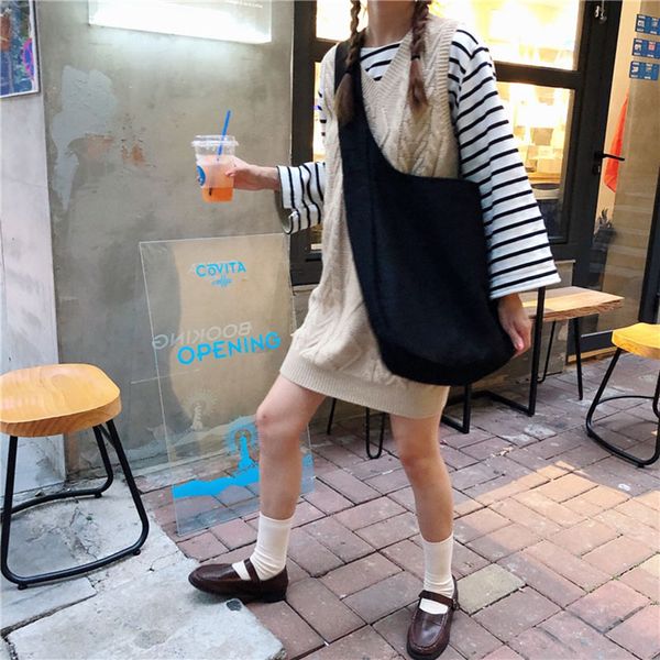 

raged sheep simple women handbags canvas tote bags solid color shopping travel girls reusable shoulder shopper bag