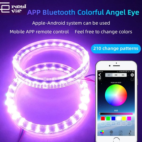

grandever 2pcs автомобильного светодиодного angel eye halo ring свет 2,5 / 3-дюймовые цветные глаз ангела с rgb bluetooth аррами управлений