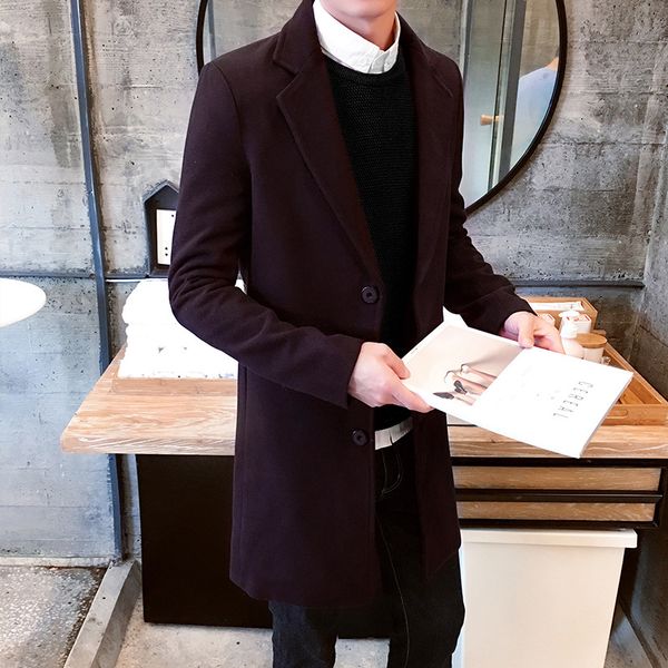 

good quality men coat winter jackets men outwear long jackets new fashion male casual trench plus size 3xl blue wine red, Tan;black