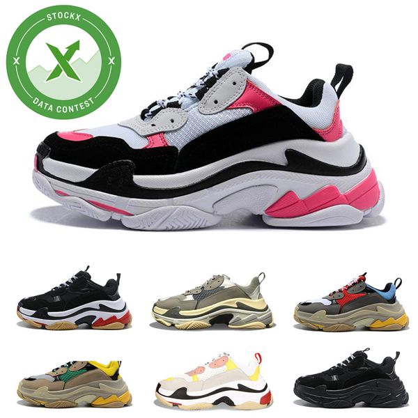 

platform luxury designer shoes triple s beige green yellow mens womens trainers sneakers paris 17fw designer shoes us 5.5-11