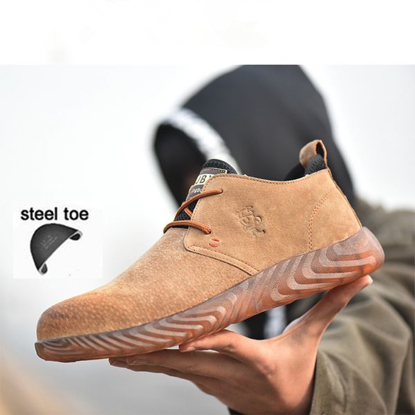 

2019 new men's safety shoes outdoor breathable work safety boot rubber steel toe cap anti-slip puncture proof work sneakers men, Black
