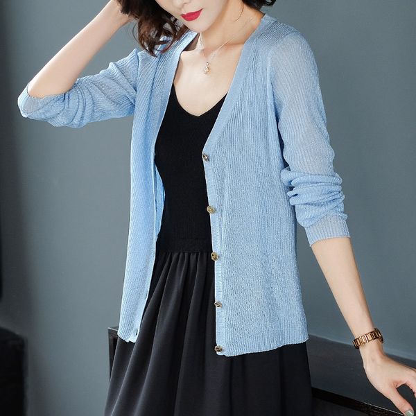 

xl brand thin sweater 2019 spring fall women's knit cardigan new casual pure color v-neck sweater single breasted female, White;black