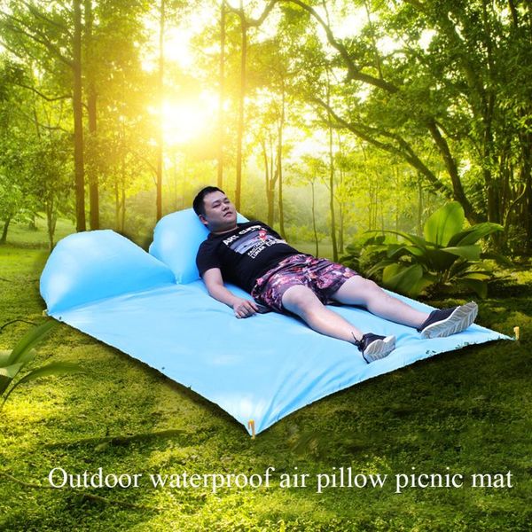 

beach damp proof portable sleeping outdoor camping picnic mat inflatable fishing waterproof with air pillow mattress grassland