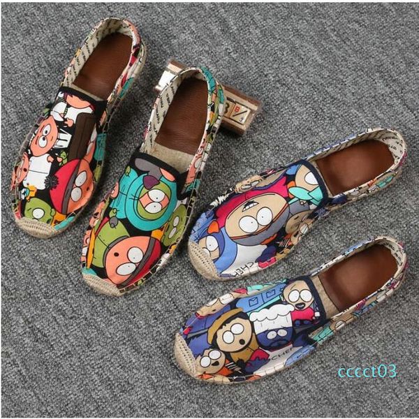 

women casual canvas shoes cartoon linen girl espadrille fisherman shoes ladies flats plimsolls loafers driving shoes lf-5050 ct03, Black
