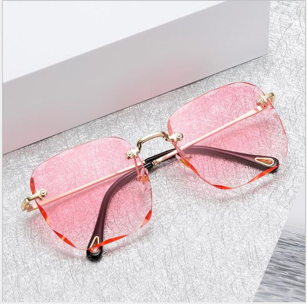 

european and american sunglasses frameless trimmed square sunglasses ladies'sunglasses, White;black