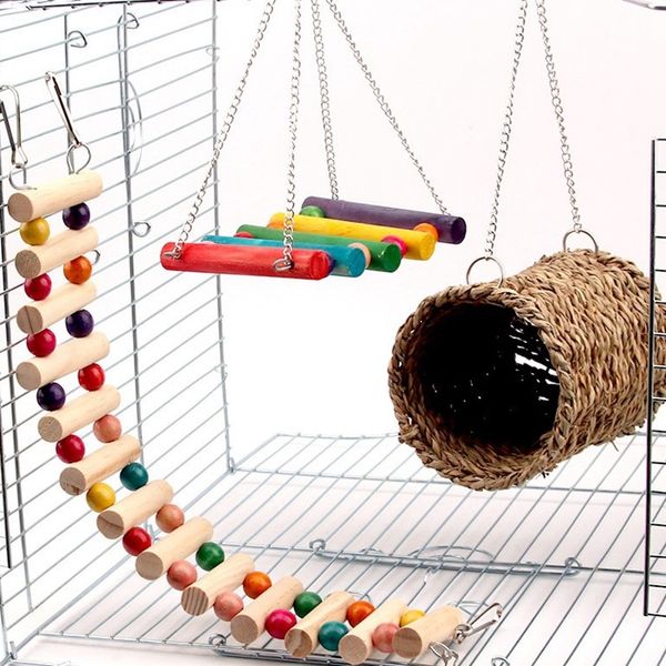 

3-piece pet toy ladder swing hammock nest hamster sugar glider chinchilla squirrel parrot small animal supplies