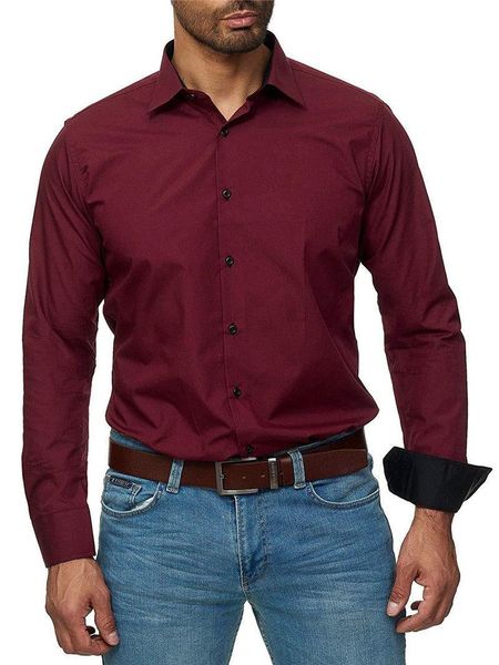 

рубашка весна мужская с длинным рукавом твердые одежда новые стили однобортный homme топы дизайнер мужской бизнес, White;black