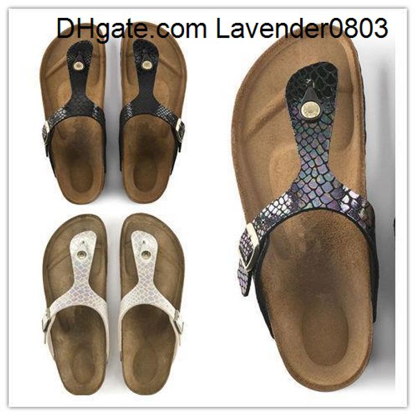 

2020 new brand gizeh men and women slippers breathble flip flops summer brik beach sandals fashion buckle genuine leather casual cool, Black