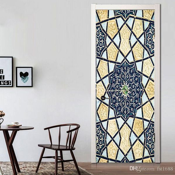 

2pcs набор креативный исламская мусульманские patterns двери наклейки винила самоклеющаяся гостиная домашнее украшение водонепроницаемый съе