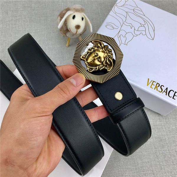 

versace belt medusa роскошный кожаный ремень роскошный высококачественный модный бренд кожаный ремень мода пряжка последняя ширина 3,8 см бе, Black;brown