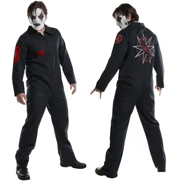 

slipknot printed mens cosplay costume halloween hiphop mens jumpsuits theme costume male apparel, Black;red