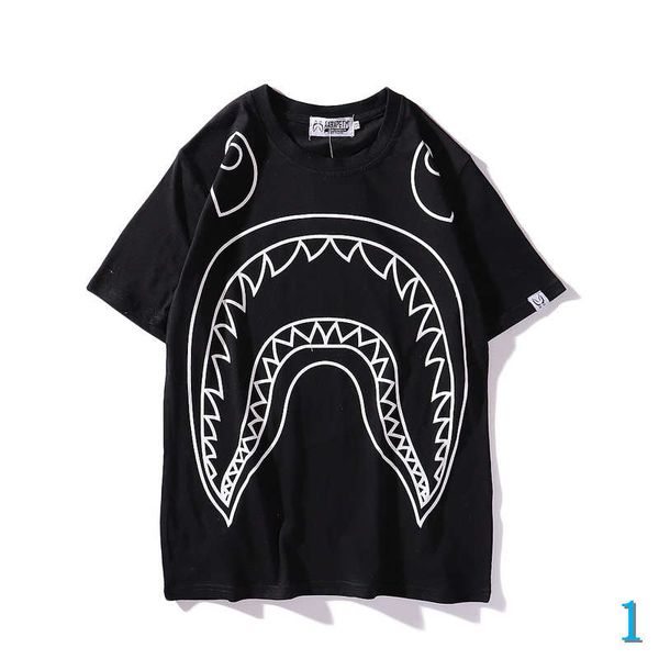 

new arrival designer women t-shirt design for summer fashion shark print clothing short-sleeved round neck with two color -xxl 1, White
