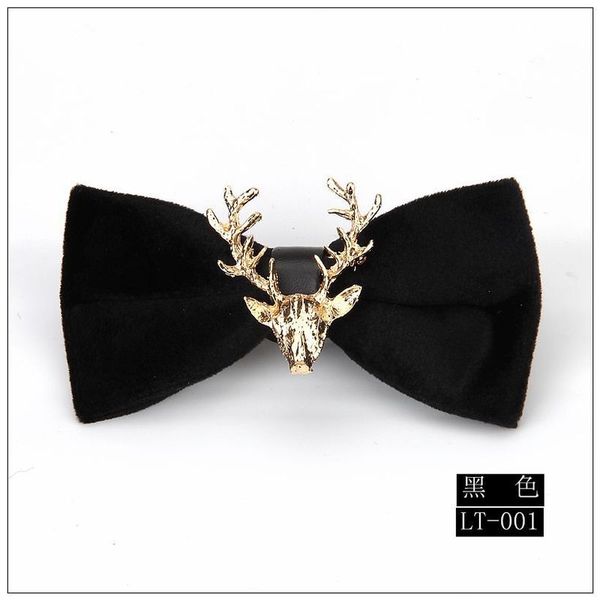 

trendy men golden velvet christmas moose head wedding bow tie