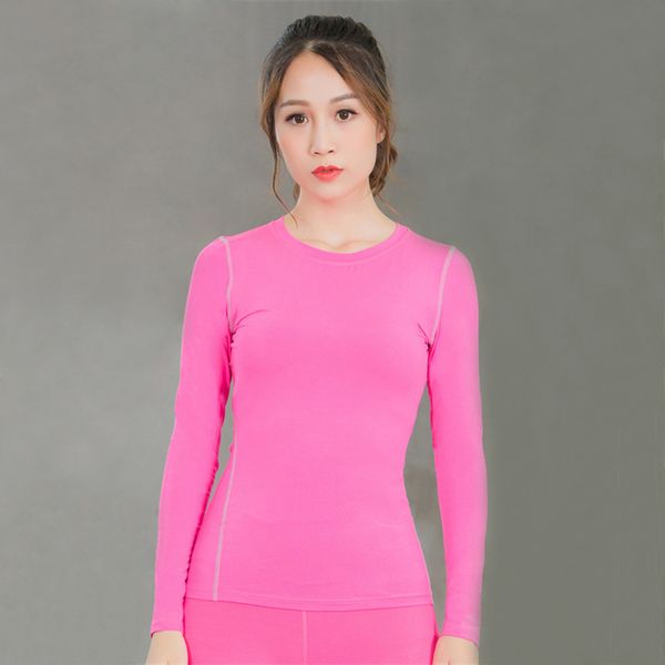 

womens yoga sports shirts compression elastic tights gym fitness running training long sleeves t shirt breathable sweatshirt sportswear, White;red