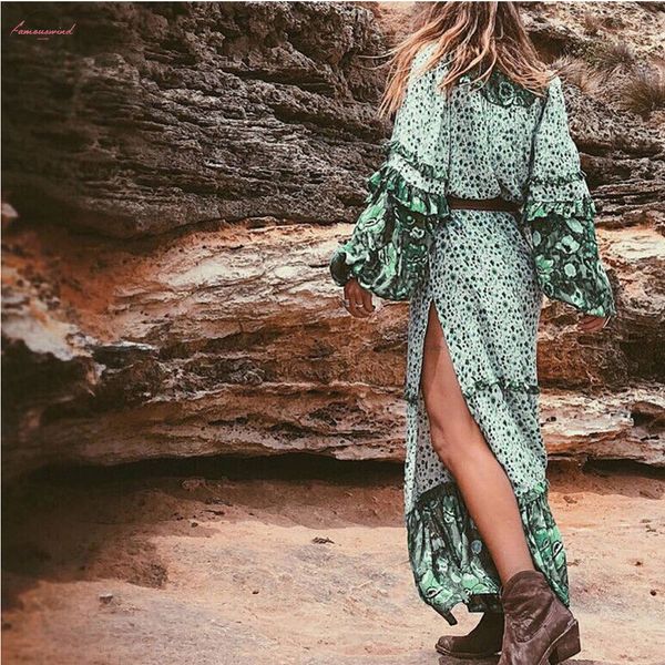 

размер длинное платье плюс bohemian maxi платье deep этнический v-образным вырезом цветочным принтом пляж платья boho хиппи robe дизайнер од, Black;gray