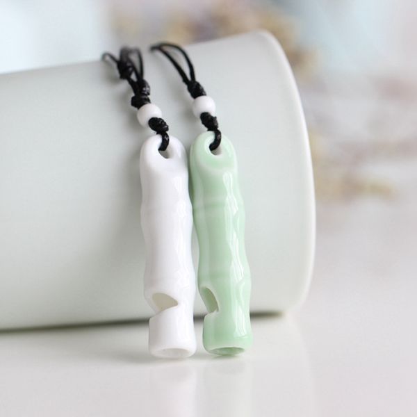 

china jingdezhen ceramics multifunctional portable whistle necklace sweater chain children's toys simple long jewelry, Silver