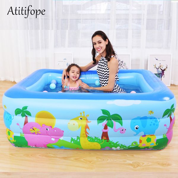 

inflatable swim center family lounge pool animal kids rectangular 3 rings pool children's summer water play swim
