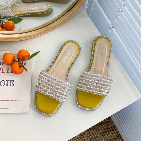 

flat shoes female slippers casual slides slipers women string bead 2020 basic pu fashion rubber string bead shoes woman, Black