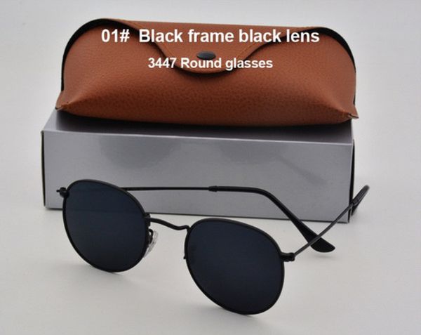 

2020 fashion round sunglasses brand designer sun glasses metal frame uv400 lenses for men women with box and case, White;black