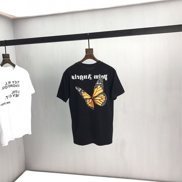 

Женская футболка Свободная мужская футболка бабочка письмо футболки молодежь студент ладонь с коротким рукавом Ангелы белый черный 2020 новые футболки QQ7