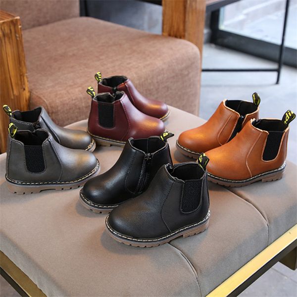 

autumn winter kids martin boots 4 colors boys sneakers girls ankle boots zipper boots fashion england style kids shoes mjy830, Black;grey
