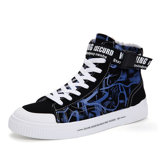 

style shoes young fashion winter high-shoes cotton boots men's explosion models breathable wild tide, Black