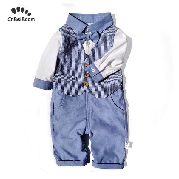

baby boy outfit clothes sets 2019 new spring brand baby clothing set romper + pant 2pcs gentleman suit newborn birthday costume, White